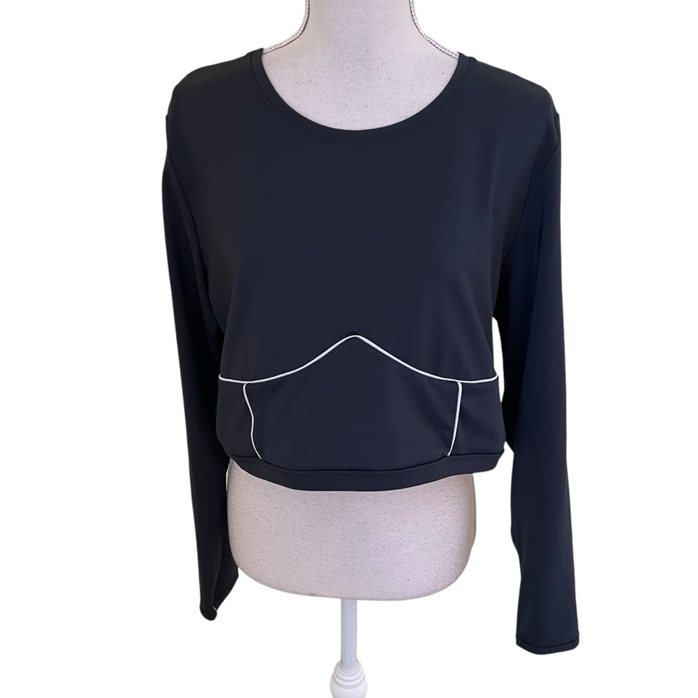 Good American Performance Black Long Sleeve Crop Top 6